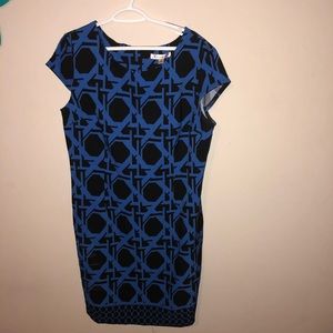 Blue and Black Pattern Dress Sz 16